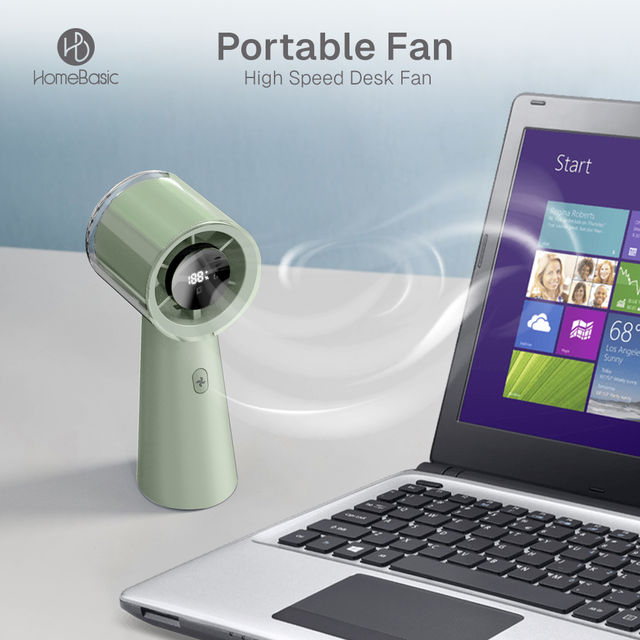 Homebasic Mini USB Portable Handheld Fan, 100-Speed Adjustable, Upto 10000 RPM, Green