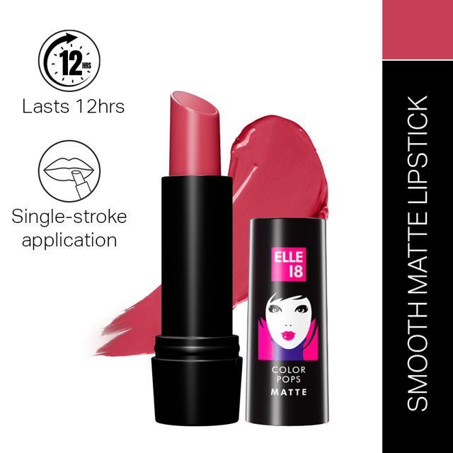 Elle 18 Color Pop Matte Lipstick - Quick Drying | Highly Pigmented | with Vitamin E - Pink Kiss