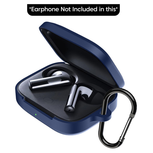 Sounce Silicone Case for OnePlus Buds 3 | Shock-Absorbing WithKeychain | LED Visible | Blue