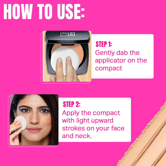 Elle 18 Lasting Glow Compact | 9 Hrs Oil-Free | Vitamin E and C | Matte Finish - Shell