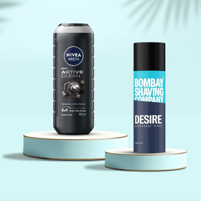 Nivea Men Active Clean Shower Gel (500ml) & Bombay Shaving Company Desire Deodorant Spray (150ml) Combo