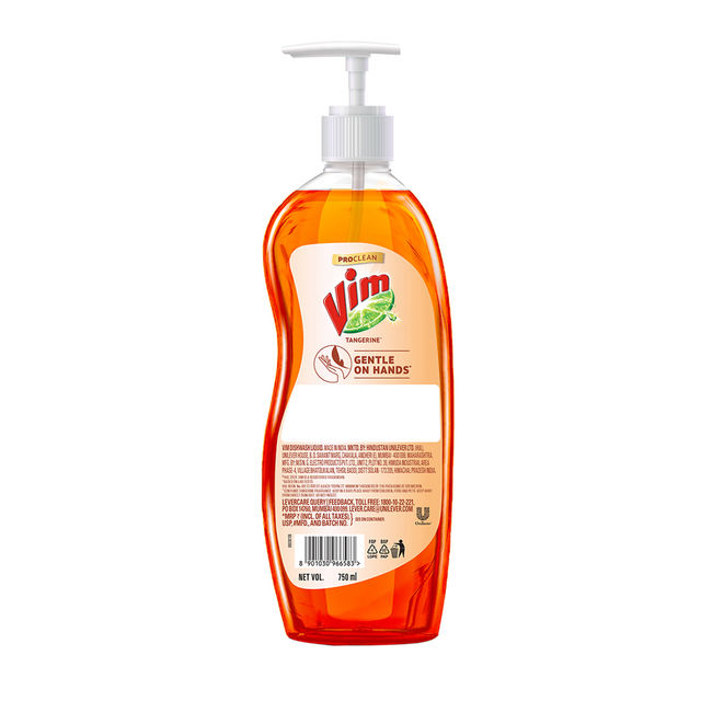 Vim Proclean 100% Plant-Based Actives Tangerine Freshness Dishwash Liquid