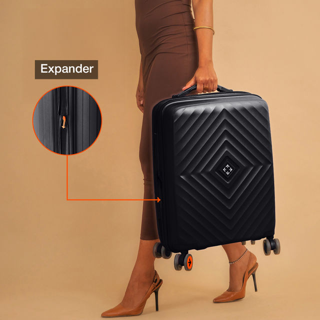 Nasher Miles Antwerp Cabin Expander Hard Sided Polypropylene 20 Inch|55 cm Trolley Bag - Black