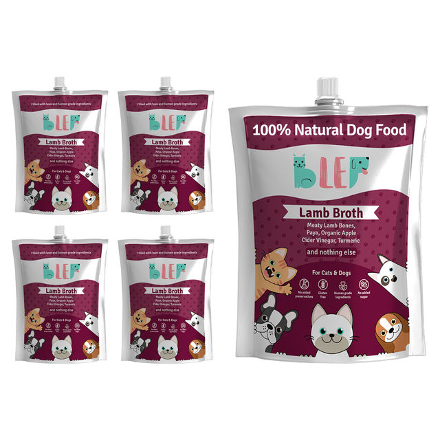 BLEP 100% Natural Lamb Broth for Dogs and Cats | 5 Packs | Zero Preservatives 500 g X 2 Combo