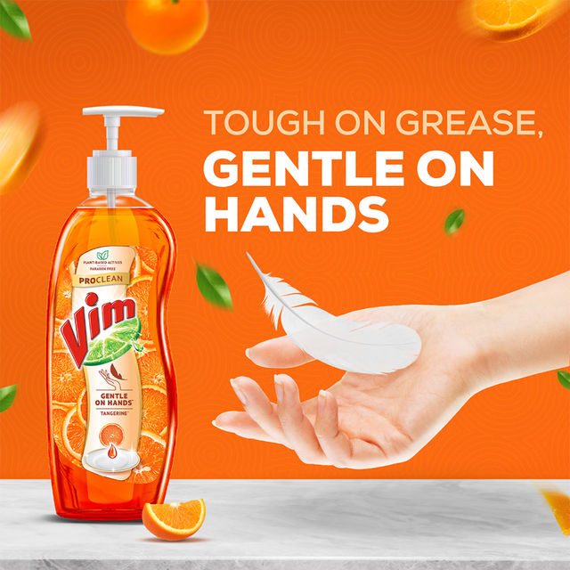 Vim Proclean 100% Plant-Based Actives Tangerine Freshness Dishwash Liquid