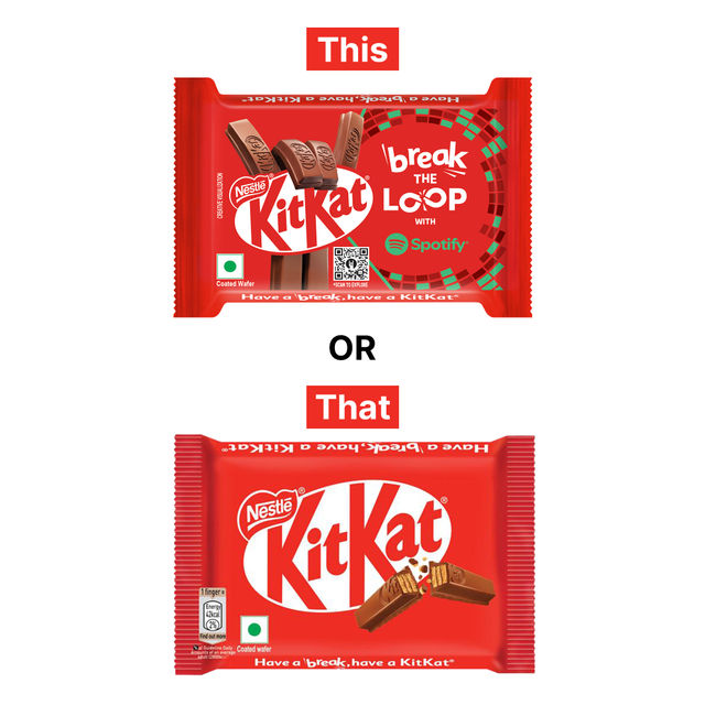 Kwality Wall'S Cornetto Double Chocolate Cone(105ml) & Nestle Kitkat Crispy & Creamy 4 Finger Chocolate Coated Wafer(38.5gms) Combo