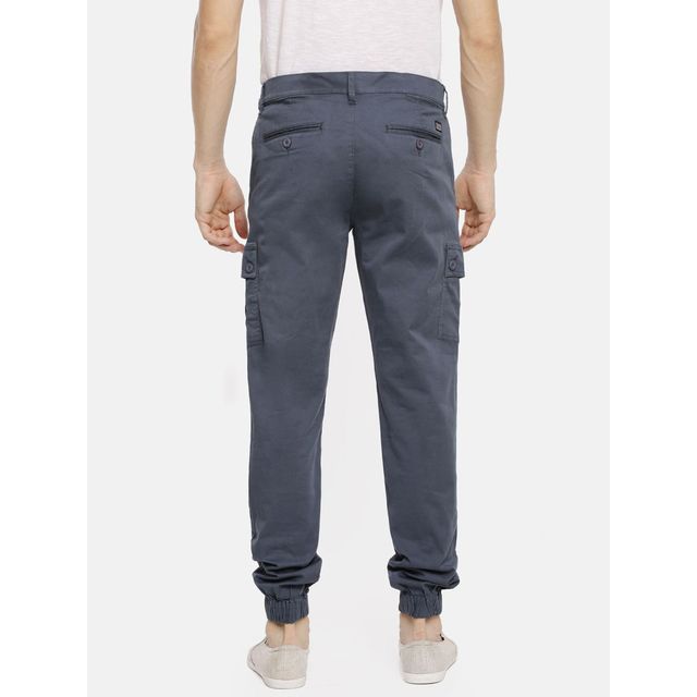The Indian Garage Co Men's Slim Fit Solid Casual Trouser | Blue - 32