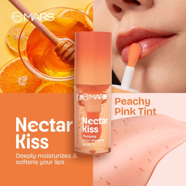 MARS Cosmetics Plumping Color Changing Lip Oil (4.8ml) (NECTAR KISS) With Fat Applicator