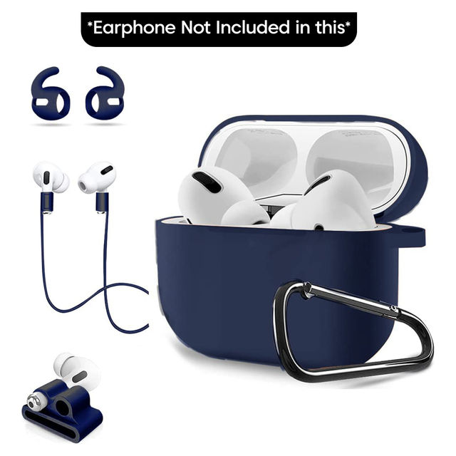 Sounce Premium Silicone Case Cover with Keychain for AirPods Pro | 5-in-1 Set with Anti-Lost Strap 