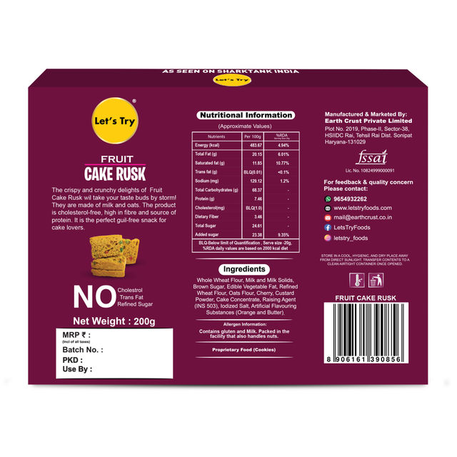 Let'S Try Fruits Cake Rusk 200 g Combo