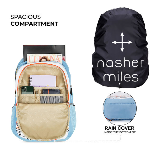 Nasher Miles Pulse Backpack- Unisex- 3 Compartment Bag- White- 45L
