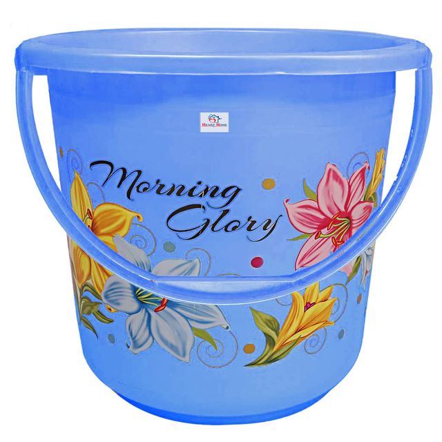 Kuber Industries Plastic (Set of 2) 16 L Bucket Set for Bathroom with Handle and Mug (Blue)