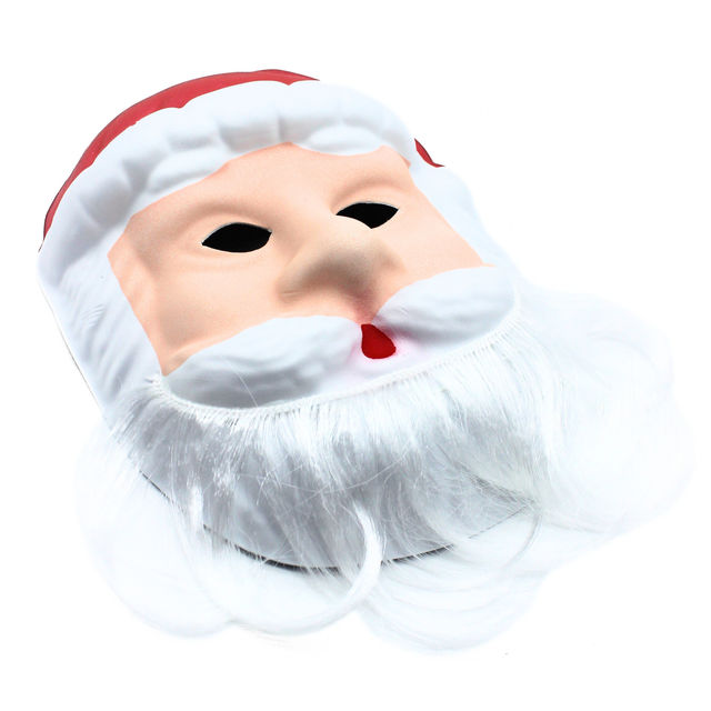 Santa Claus Face Mask With Attached Cap For Christmas Party