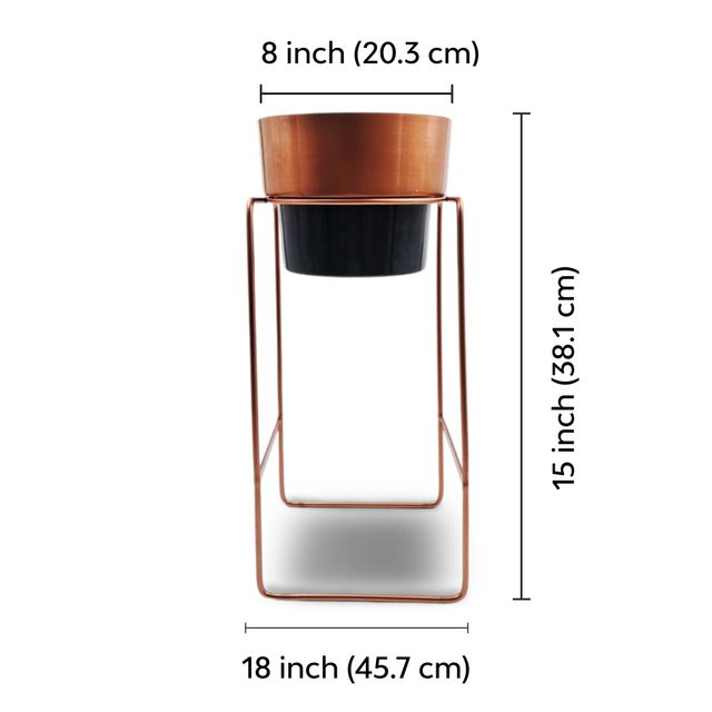 10club Dual Tone Metal Planter With Stand - Copper Black