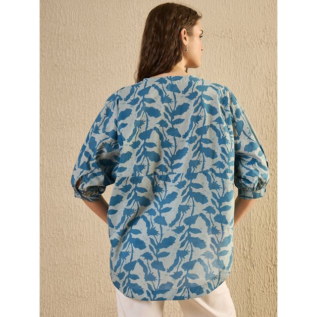 Sanskrutihomes Women s Floral Opaque Printed Casual Shirt Teal | S