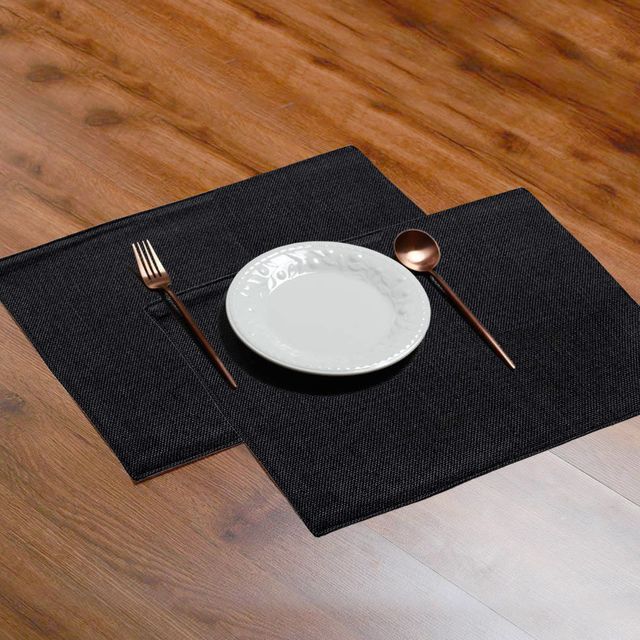 Lushomes Jute Table Mat - Black | Jute Placemat | 12 x 18 inch