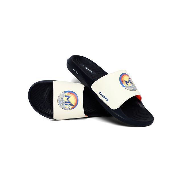 Chupps Men's Mumbai Indians Surge White & Navy Airsoft Casual Slider | 6
