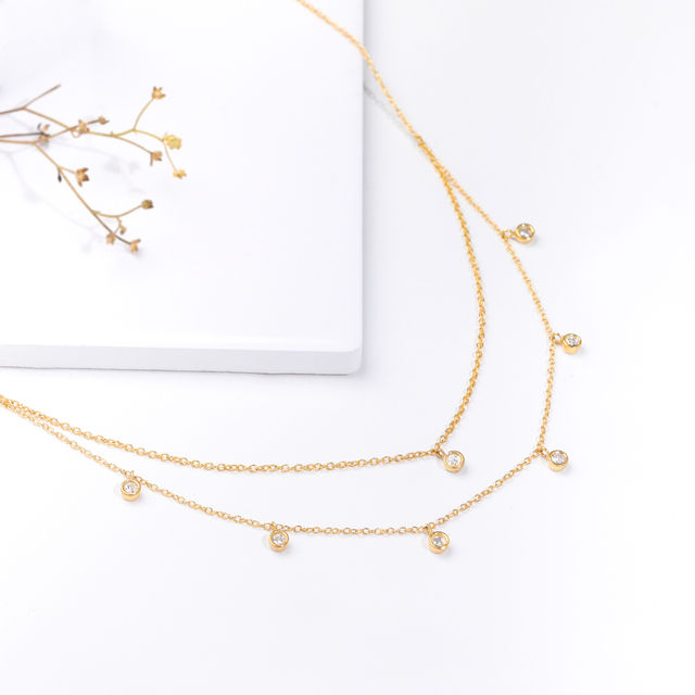 GIVA Golden Dual Layer Zircon Necklace