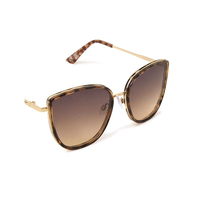 Accessorize London Women's Tort Metal Frame Cateye Sunglasses