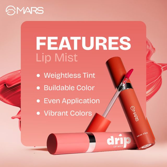 MARS Cosmetics Drip Lip Mist for Women (4.5 ml) (01-Peachy Drip)