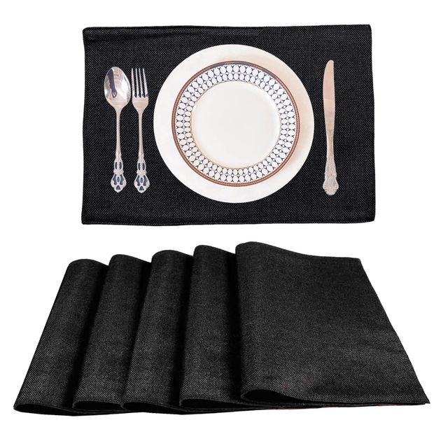 Lushomes Jute Table Mat - Black | Jute Placemat | 12 x 18 inch