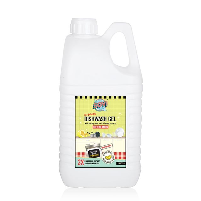 Sovi Eco-Friendly Dishwash Liquid With Baking Soda - Salt And Lemon Extract | Lemon Juicy