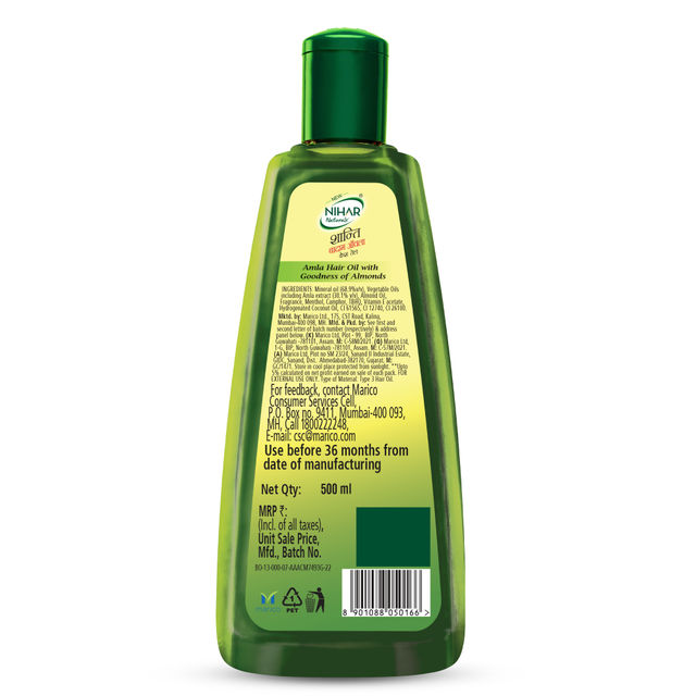 Nihar Shanti Amla And Badam Hair Oil For Black Silky And Stronger Hair