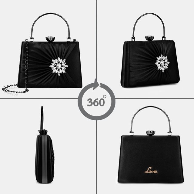 Lavie Women's Ivy Side Brooch Handle Frame Clutch | Black - Small (20 x 4 x 14 cm)