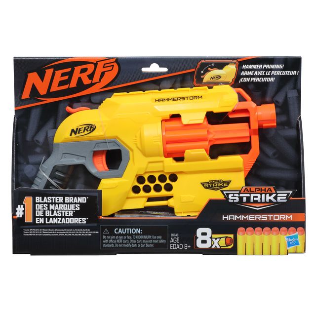 Nerf Alpha Strike Hammerstorm Blaster | 8-Dart Drum | 8 Nerf Elite Darts - Assorted | Toy Gun