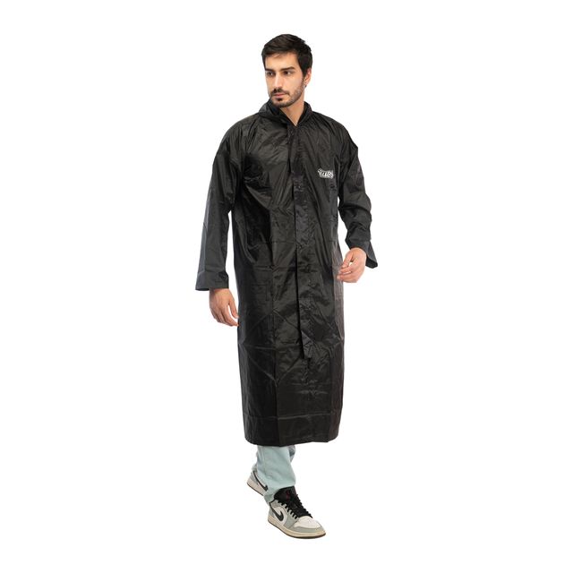 Fendo Ruby Cindrella Rain Coat for Men Long Overcoat Bike Rain Jacket | Black | XXL