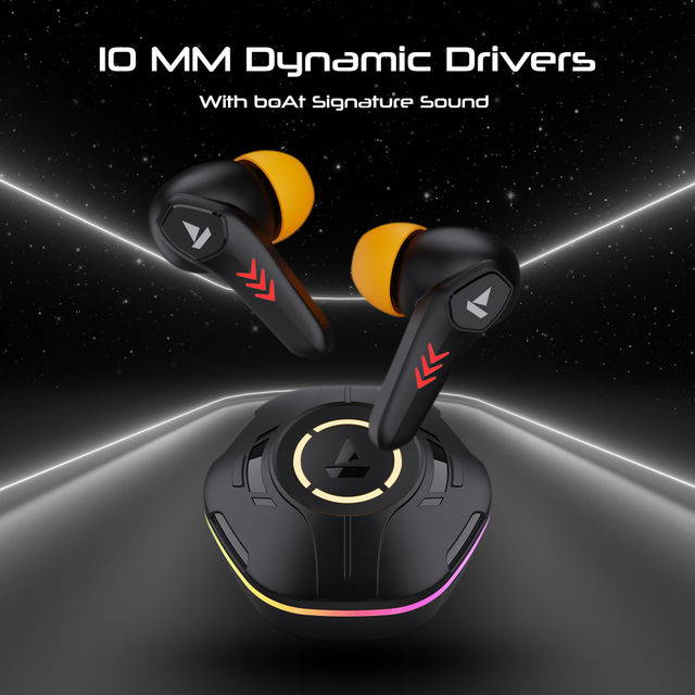 boAt Immortal 170 TWS Earbuds for Gaming w/ 40H Playtime, BEAST Mode & RGB LEDs (Black Sabre)