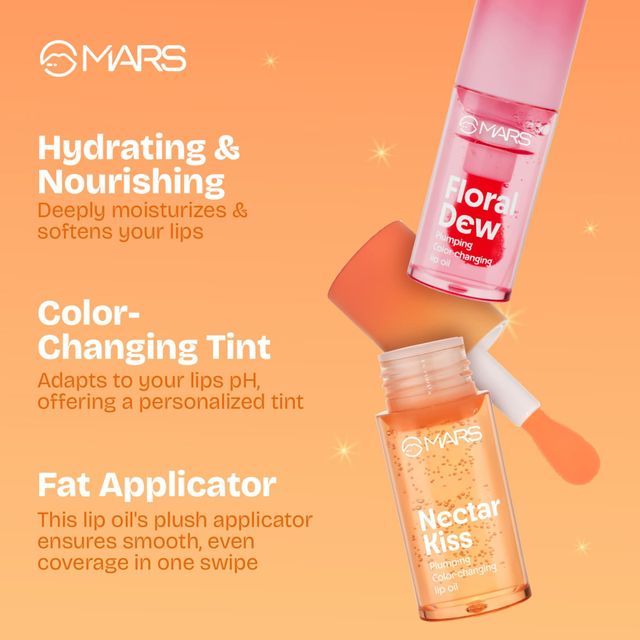 MARS Cosmetics Plumping Color Changing Lip Oil (4.8ml) (FLORAL DEW) With Fat Applicator