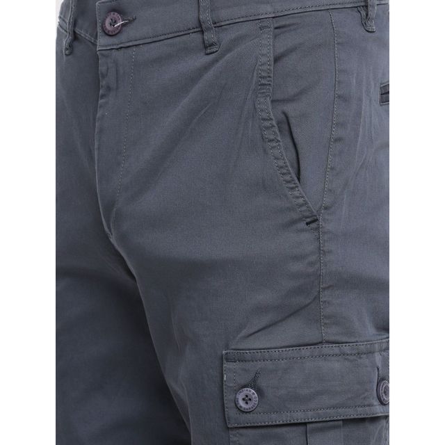 The Indian Garage Co Men's Slim Fit Solid Casual Trouser | Blue - 32