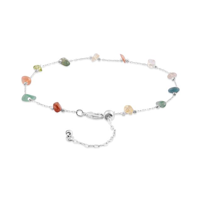 Accessorize London Women Sterling Silver-plated Raw Cut Stone Anklet
