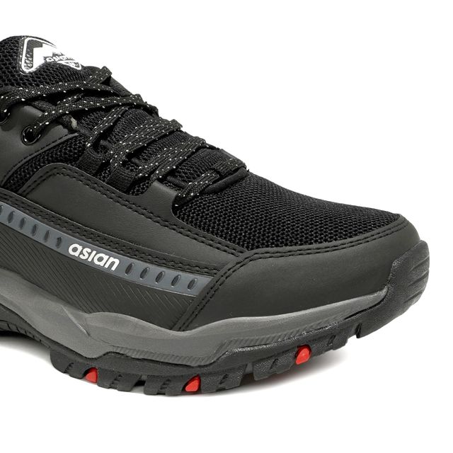 Asian Men s Everest-01 Black Trekking Shoes | UK-10