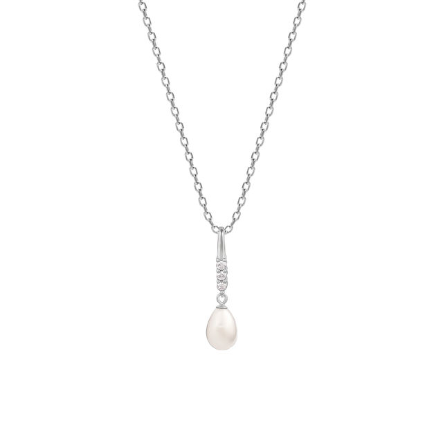 GIVA Silver Drop Of Pearl Pendant With Link Chain
