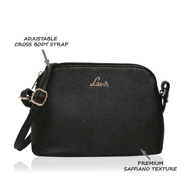 Lavie Women's CSB Synthetic Leather Satchel Bag | Black - M