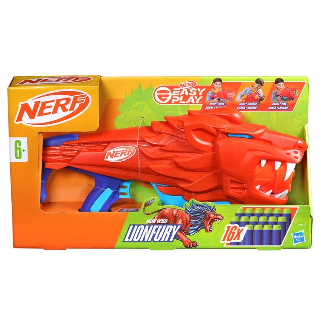 Nerf Wild Lionfury Dart Blaster | 16 Nerf Elite Darts | Outdoor Toy for Kids | Toy Gun