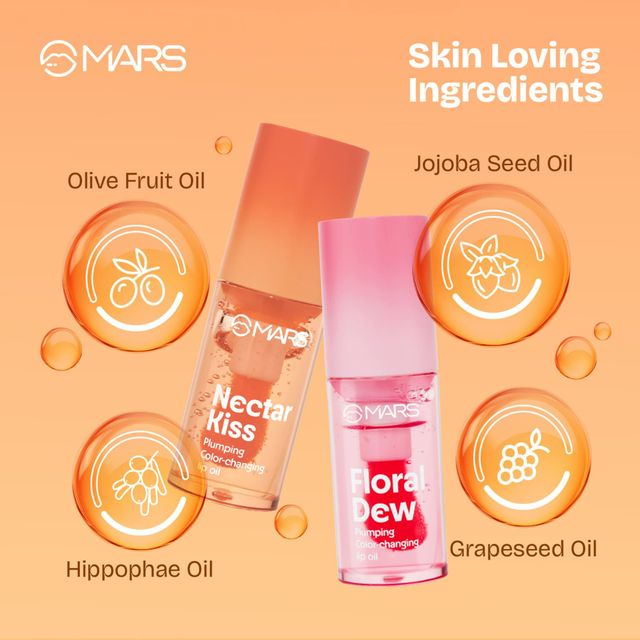MARS Cosmetics Plumping Color Changing Lip Oil (4.8ml) (FLORAL DEW) With Fat Applicator