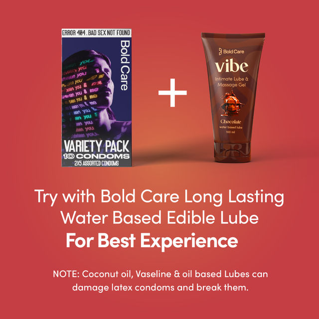 Bold Care 404 By Variety Pack Condoms - Ultra Thin, Multi-Textured, Nano Thin, Chocolate Flavour, & Strawberry Flavoured Condoms