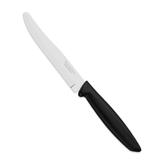 Tramontina Plenus Stainless Steel Fruit Knife/, 12cm/4.7 inch | Black | Wavy/Serrated Edge Knife | Polypropylene Handle | Dishwasher Safe | 5 Year Warranty | Made in Brazil