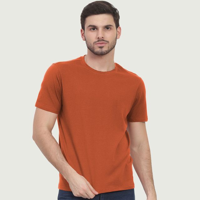 Freecultr Men's Organic Cotton T-shirts | Pack of 1 Color Rust Orange Size | M