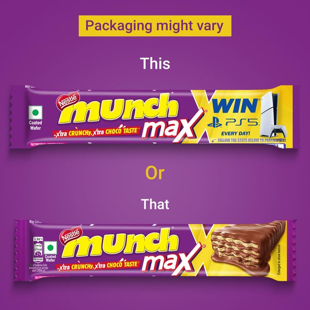 Nestle Munch Max Choco Coated Crunchy Wafer Bar 38 g X 2 Combo