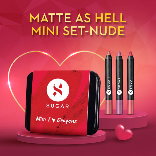 SUGAR Cosmetics Matte As Hell Mini Sets - Nude (Pack of 3)