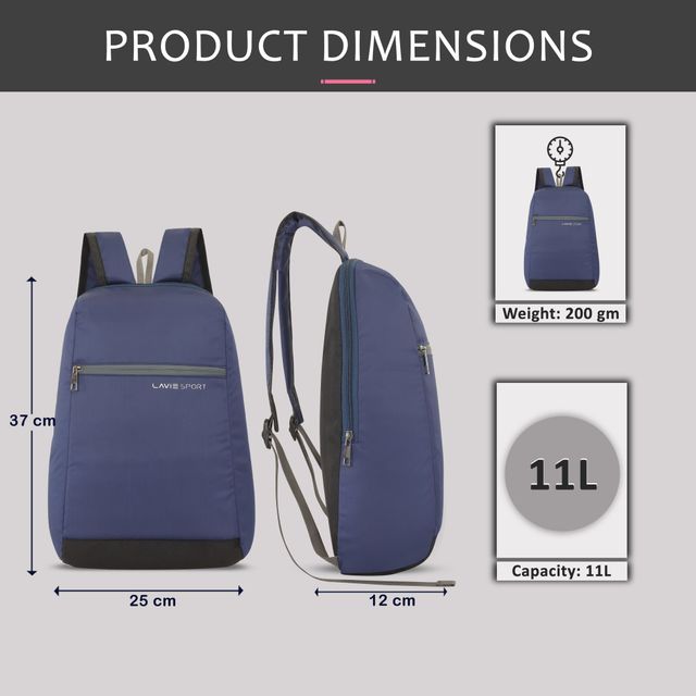 Lavie Sport Unisex Solid Polyester 11 L Top Handle Backpack | Navy