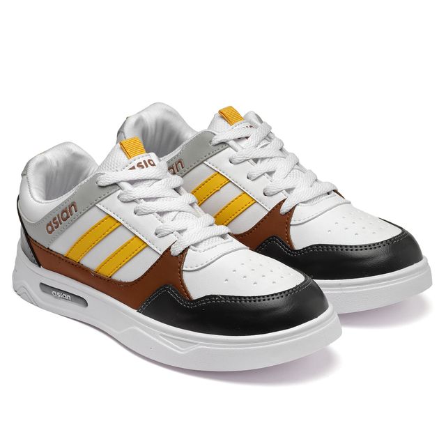 Asian Men's Boston-02 White Grey Casual Shoes | UK - 10