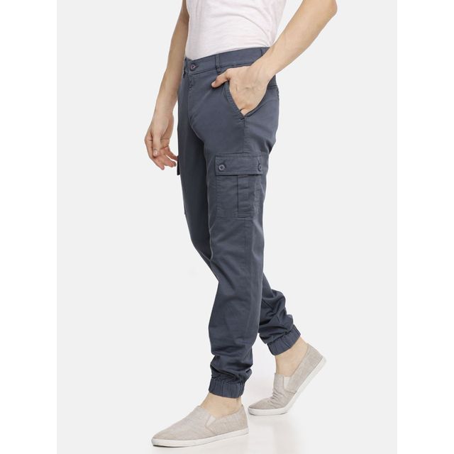 The Indian Garage Co Men's Slim Fit Solid Casual Trouser | Blue - 32