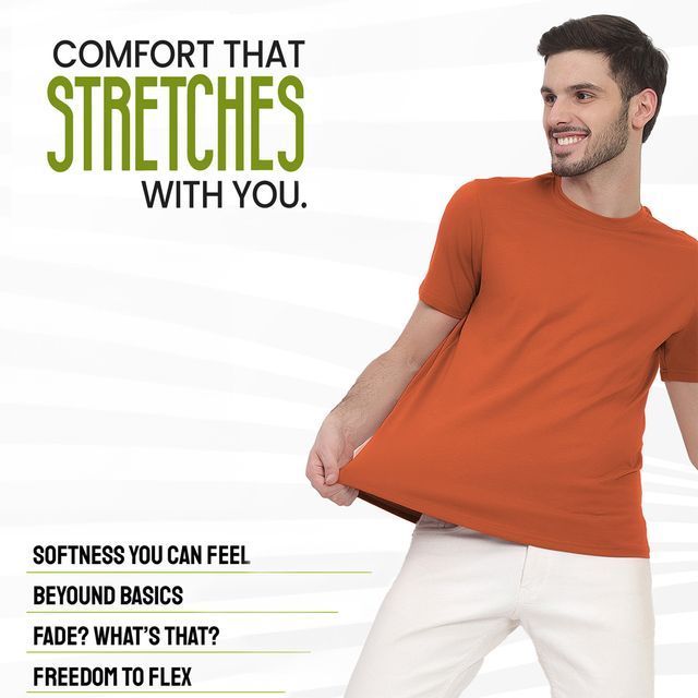 Freecultr Men's Organic Cotton T-shirts | Pack of 1 Color Rust Orange Size | M