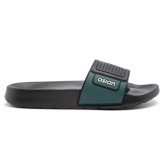 Asian Men's Slides | Slider-33 | Black and Olive - UK 8