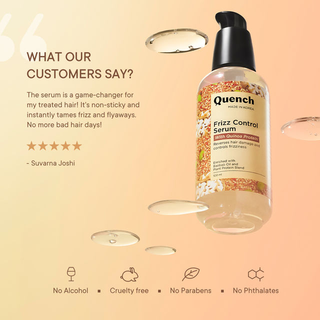 Quench Anti-Frizz Serum With Ceramides For Frizzy, Dry, Damaged & Colored Hair